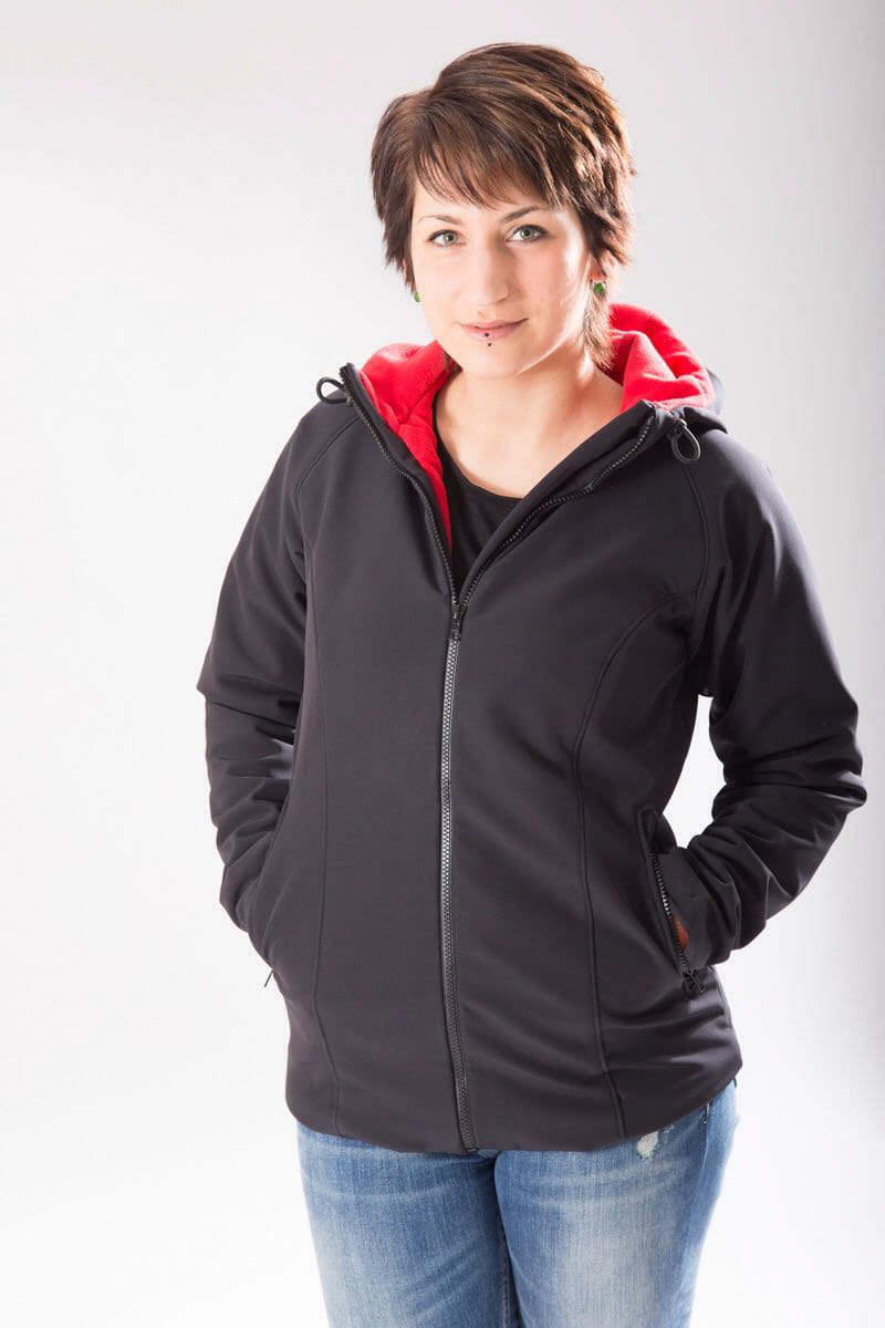 Softshell with red fleece lining